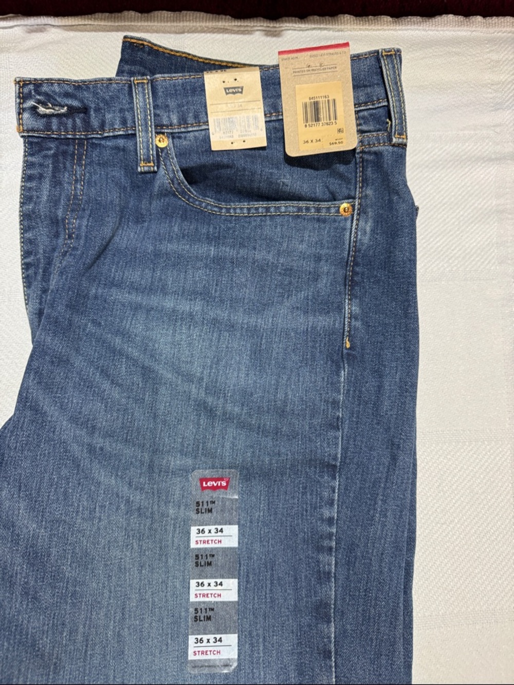 Levi's Slim, Men’s, 36x34, Jeans in Classic Blue Denim